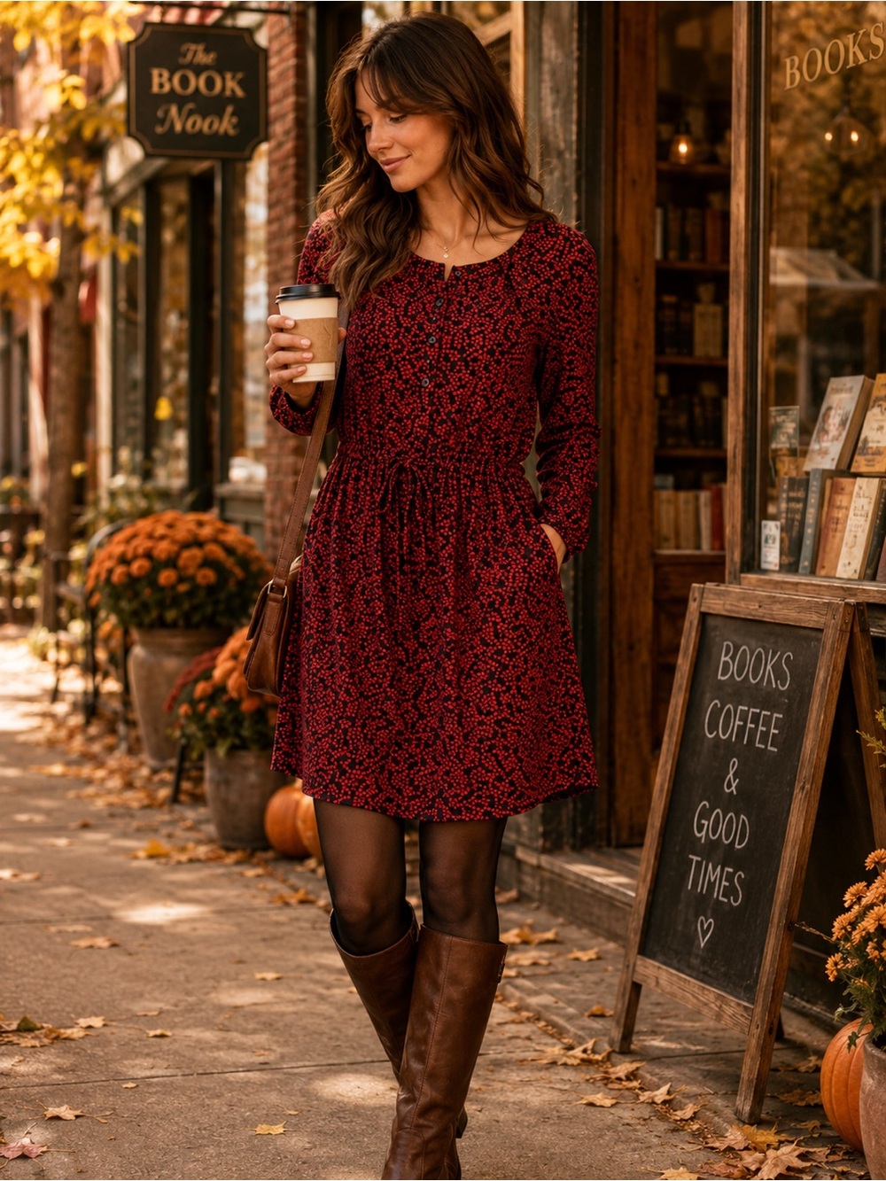 GAP Red‎ Ditsy Floral Tie Waist Shirt Dress Small Cottagecore Rayon Pockets